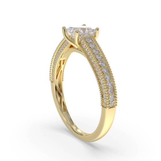Princess and Round Vintage Diamond Ring