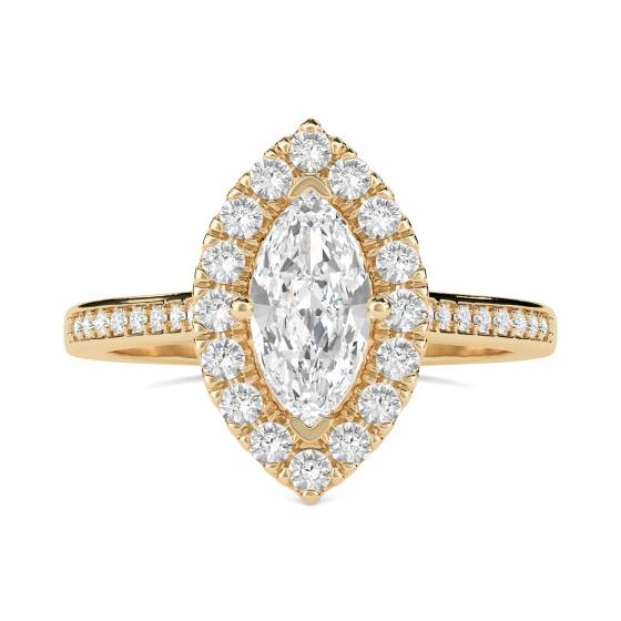 1.22ct SI2/G Marquise Cut Natural Diamond Halo Ring