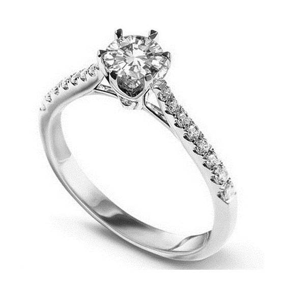 1.25ct I1/F Round Natural Diamond Shoulder Set Engagement Ring