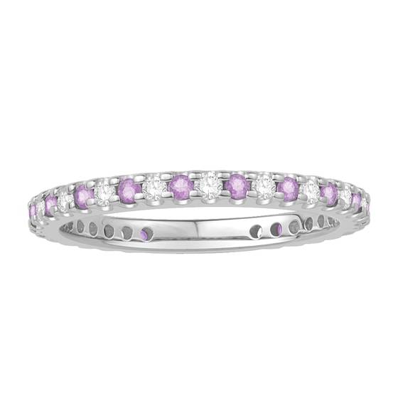 0.50ct VS/E-F Pink Sapphire and Natural Diamond Eternity Ring