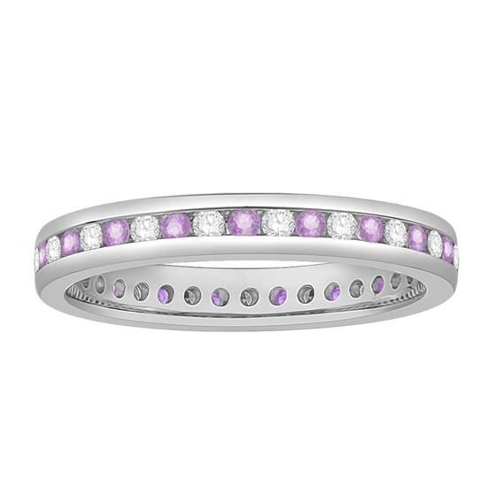 0.55ct VS/E-F Natural Diamond and Pink Sapphire Eternity Ring