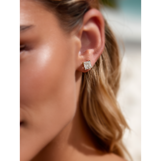 Classic Princess Diamond Stud Earrings