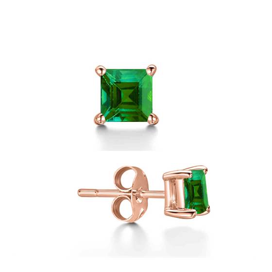 Mens Green Emerald GemStone Single Stud Earring