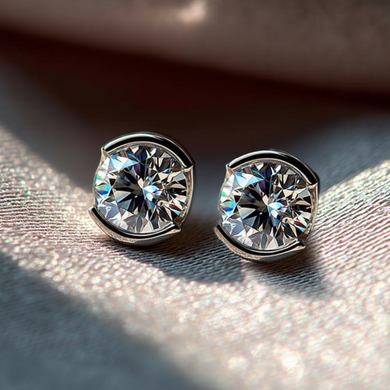 Modern Round Diamond Designer Earrings