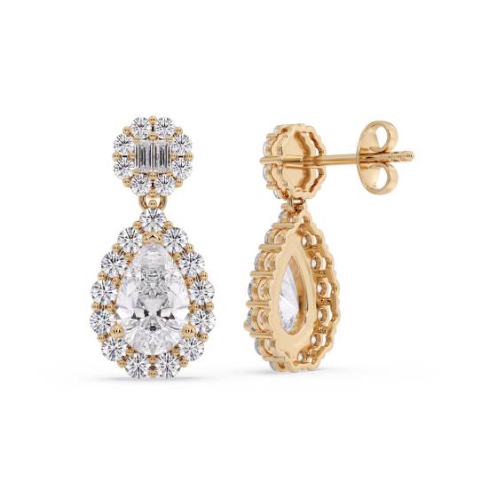 Unique Pear Diamond Drop Earrings