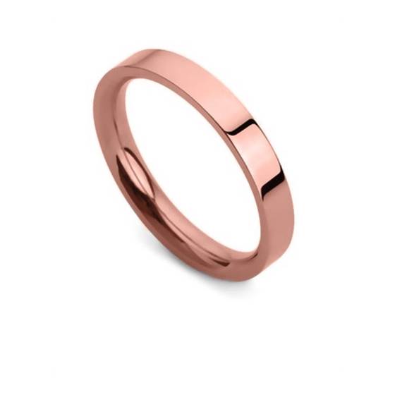 DHFC03 Flat Court Wedding Ring - 3mm width, Thin depth