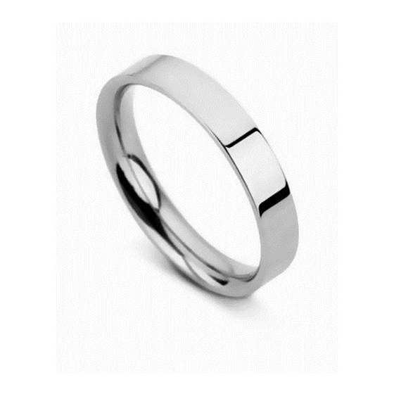 DHFC04 Flat Court Wedding Ring - 4mm width, Thin depth