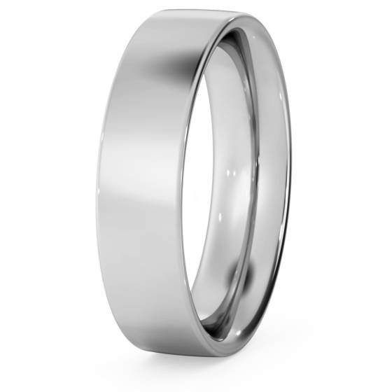 DHFC05M Flat Court Wedding Ring - 5mm width, Medium depth