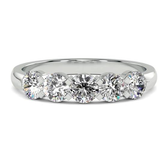 5.00ct VVS2/E Round Cut Lab Grown 5 Stone Ring