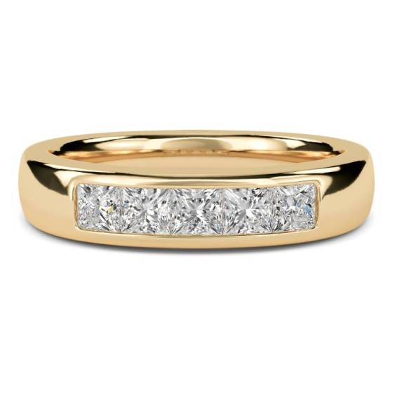 0.50ct SI/F-G Princess Cut Labgrown 5 Stone Channel Set Eternity Ring