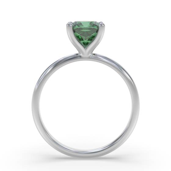 Fancy Emerald Green Cushion Diamond Solitaire Ring