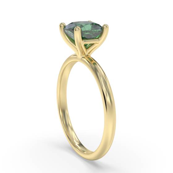 Fancy Emerald Green Cushion Diamond Solitaire Ring