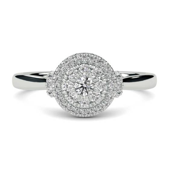 0.25ct VS/F-G Round Cut Natural Diamond Halo Cluster Ring