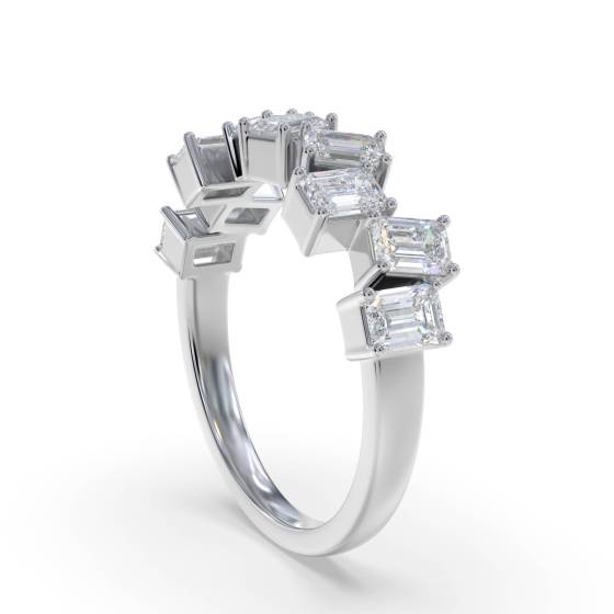 0.75ct Emerald Asymetric Diamond Eternity Ring