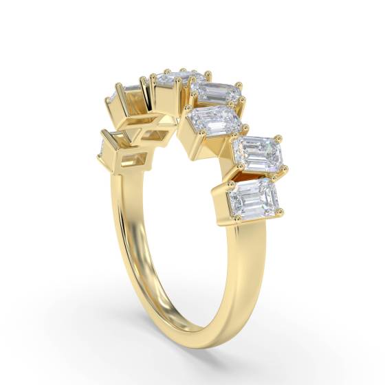 0.75ct Emerald Asymetric Diamond Eternity Ring