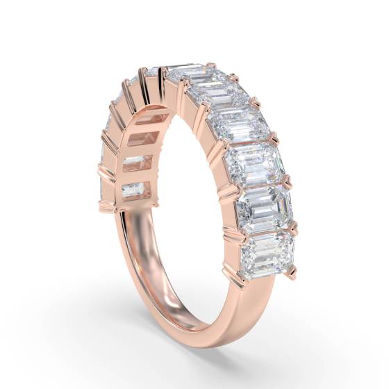 2.20ct Emerald Diamond Arrow Claw Eternity Ring