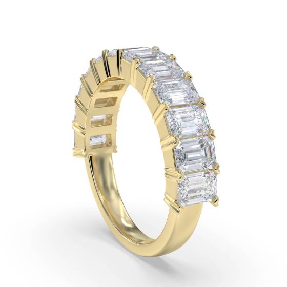 2.20ct Emerald Diamond Arrow Claw Eternity Ring