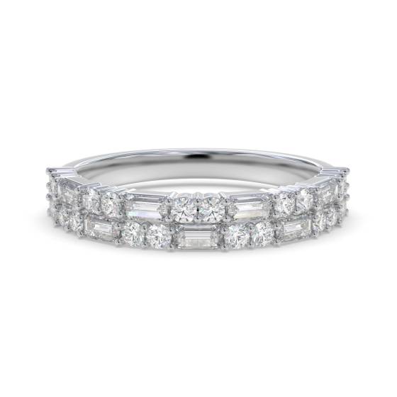 0.40ct Round and Baguette Diamond Cluster Et 2 Row All Horizontal