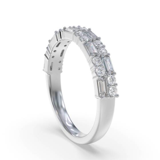 0.40ct Round and Baguette Diamond Cluster Et 2 Row All Horizontal