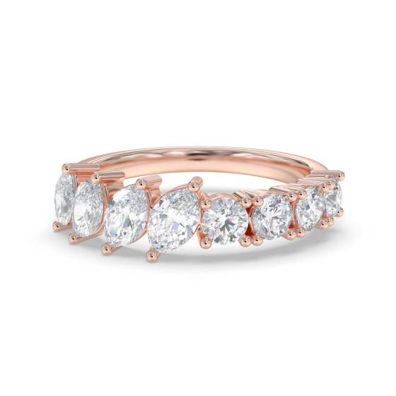 1.10ct Round and Marquise Diamond Half and Half Eternity Ring