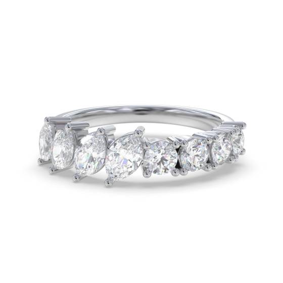 1.10ct Round and Marquise Diamond Half and Half Eternity Ring