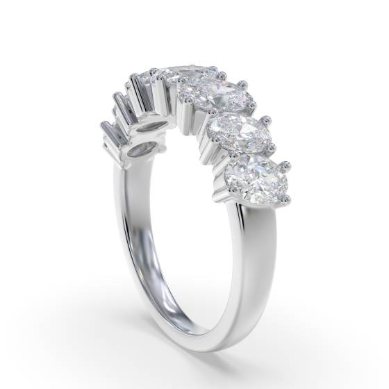 1.10Ct Oval Diamond Diagonal Set Eternity Ring
