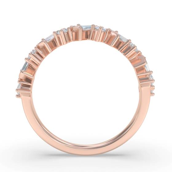 0.75Ct Baguette And Round Diamond Asymmetric Eternity Ring