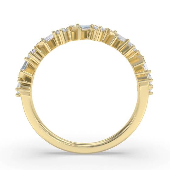 0.75Ct Baguette And Round Diamond Asymmetric Eternity Ring