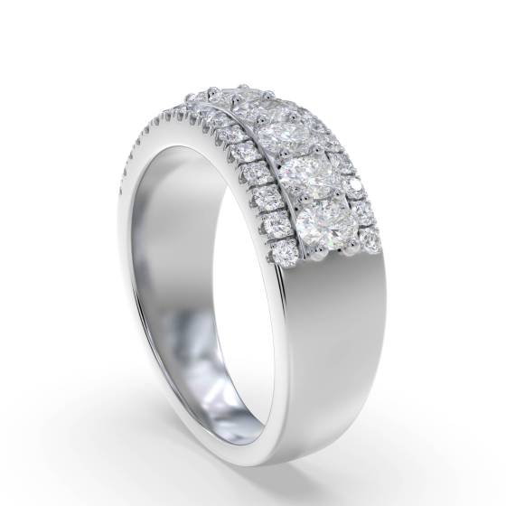 2.00ct Oval and Round Diamond Three Row Prong Set Eternity Ring