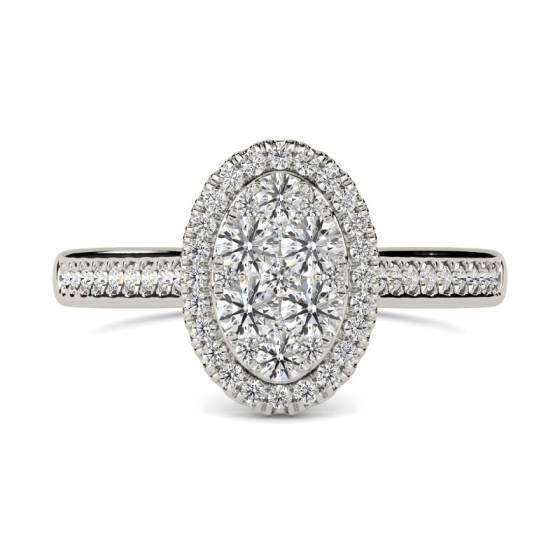 0.50ct VS/E-F Round Cut Natural Diamond Cluster Ring