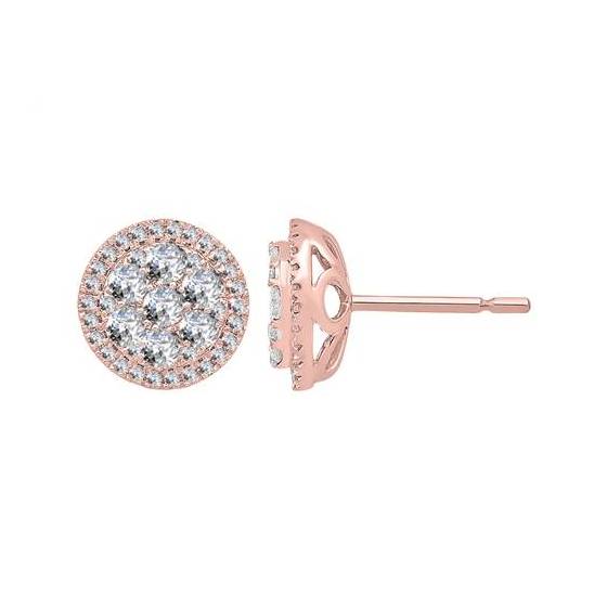 1.02ct VS/E-F Round Cut Natural Diamond Cluster Earrings
