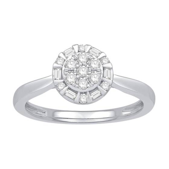 0.23ct VS/E-F Round Cut Natural Diamond Cluster Ring