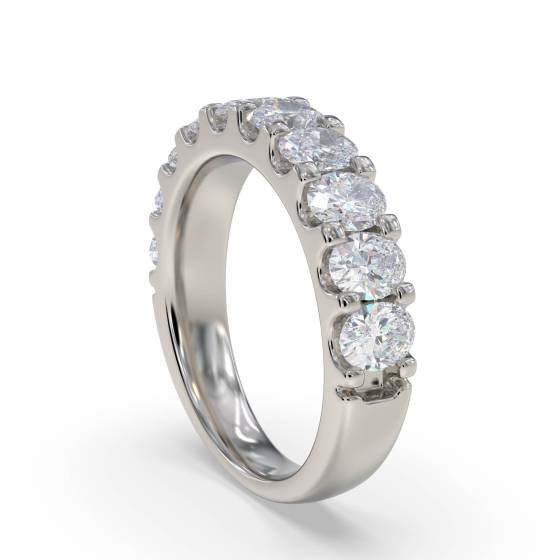1.50Ct Oval Diamond Eternity Ring Half Set Shared Prong