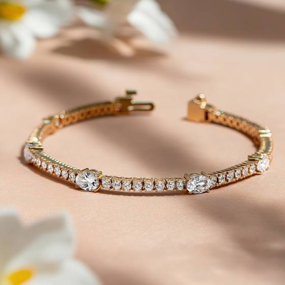 4ct Oval and Round Diamond Designer Bracelet