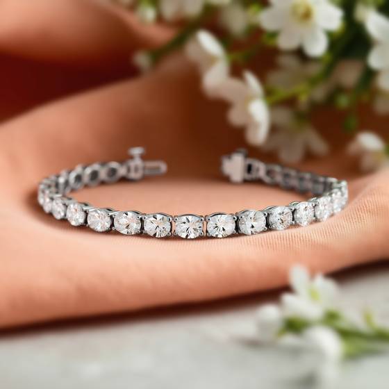 10ct Oval Diamond Horizontal Set Designer Bracelet