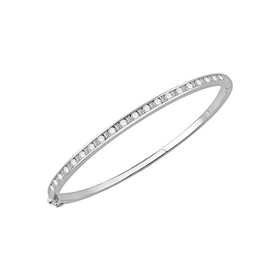 1.00ct VS/E-F Elegant Round and Baguette Diamond Set Bangle