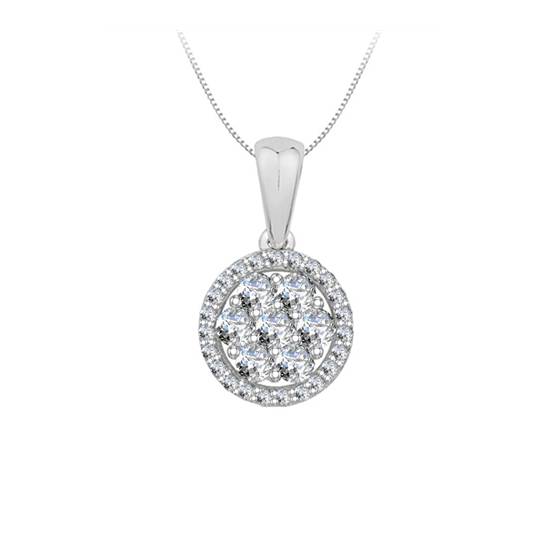 0.48ct VS/EF Round Natural Diamond Single Halo Pendant