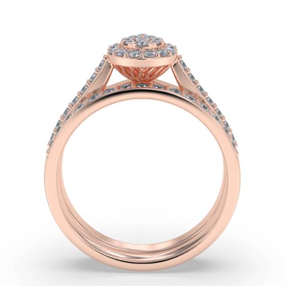 Single Halo Round Diamond Cluster Bridal Set