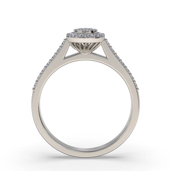Single Halo Diamond Cluster Shoulder Set Ring