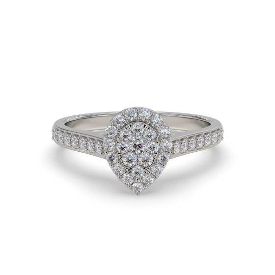 Single Halo Diamond Cluster Shoulder Set Ring
