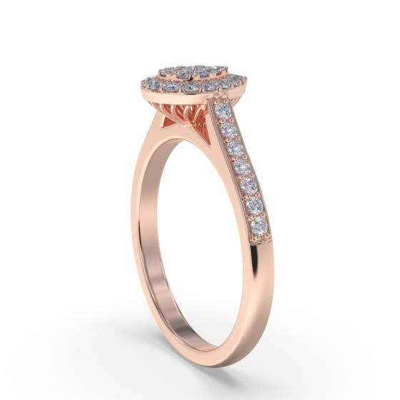 Single Halo Diamond Cluster Shoulder Set Ring