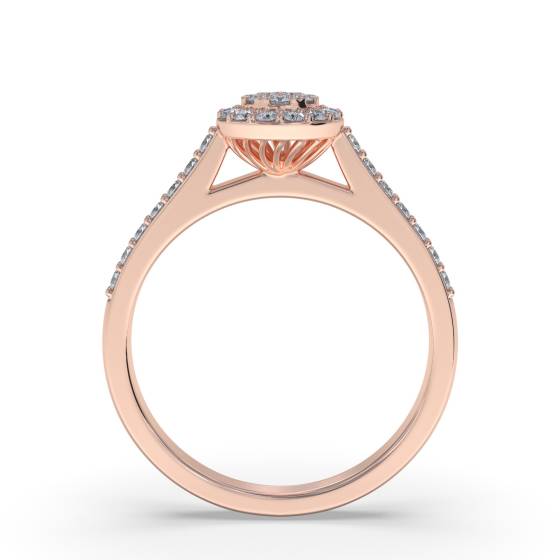 Single Halo Diamond Cluster Shoulder Set Ring