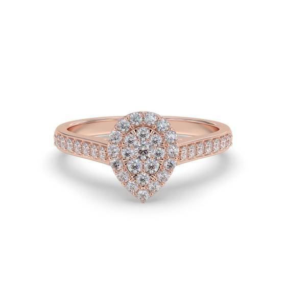 Single Halo Diamond Cluster Shoulder Set Ring