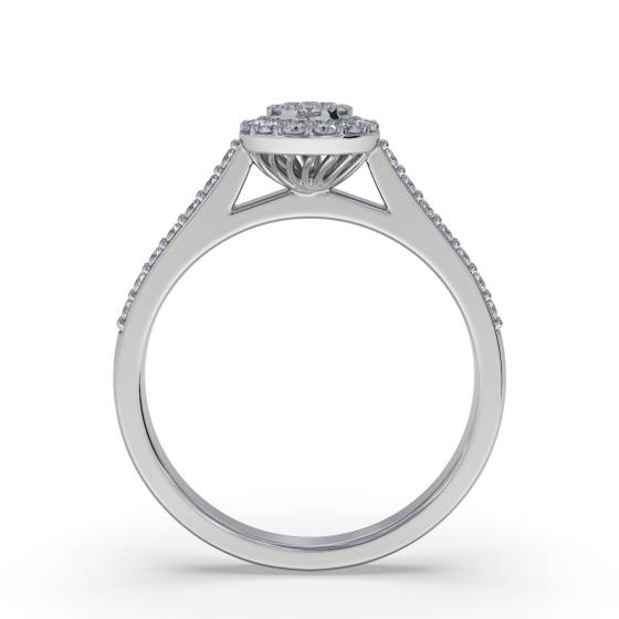 Single Halo Diamond Cluster Shoulder Set Ring