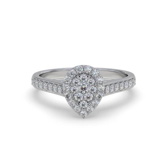 Single Halo Diamond Cluster Shoulder Set Ring