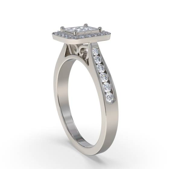 Single Halo Diamond Cluster Shoulder Set Ring