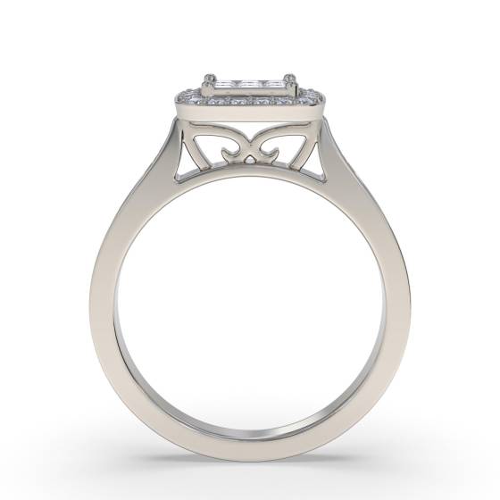 Single Halo Diamond Cluster Shoulder Set Ring