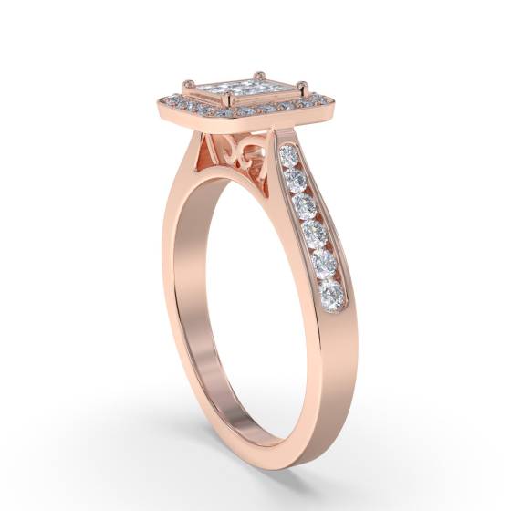 Single Halo Diamond Cluster Shoulder Set Ring