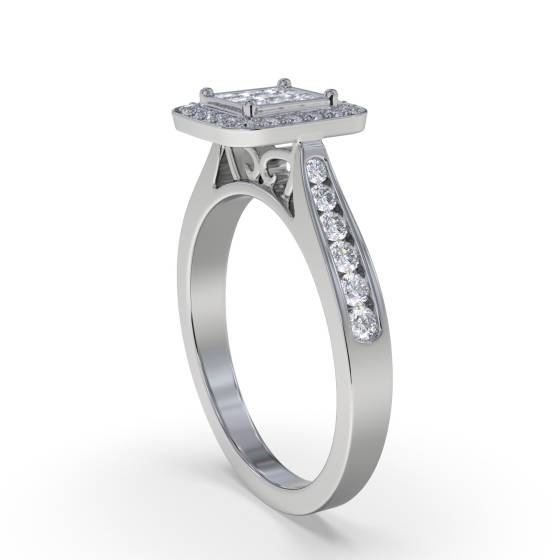 Single Halo Diamond Cluster Shoulder Set Ring