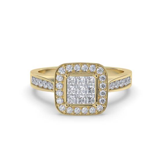 Single Halo Diamond Cluster Shoulder Set Ring